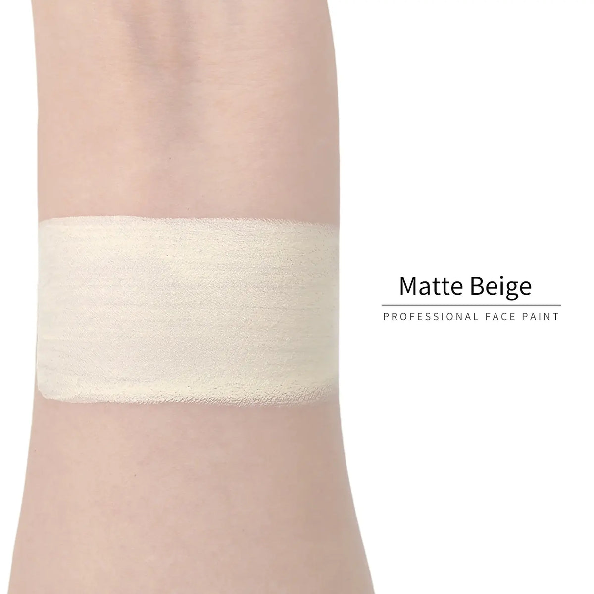 Anka Bella Matte Beige face paint arm swatch, soft neutral beige matte body paint sample on skin