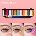 Water-activated face paint with 6 opaque colors & 2 brushes