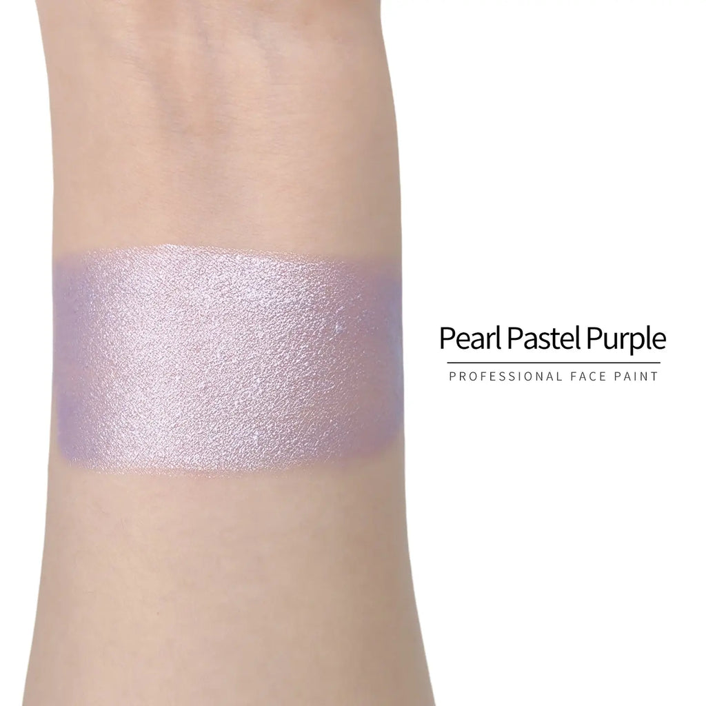 Anka Bella Pearl Pastel Purple face paint arm swatch, soft shimmer pastel pearl‑purple body paint sample on skin