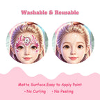 Washable reusable face paint practice sheet, matte surface easy to apply water-based face paint.