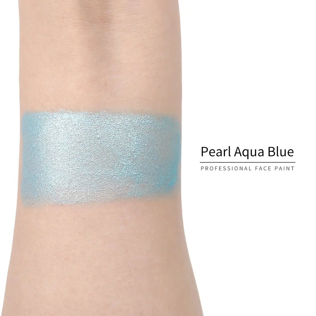 Anka Bella Pearl Aqua Blue Face Paint 50g, Water-Based Shimmer Non-Toxic Hypoallergenic Body Paint Cake for Halloween Festival Cosplay Anka Bella