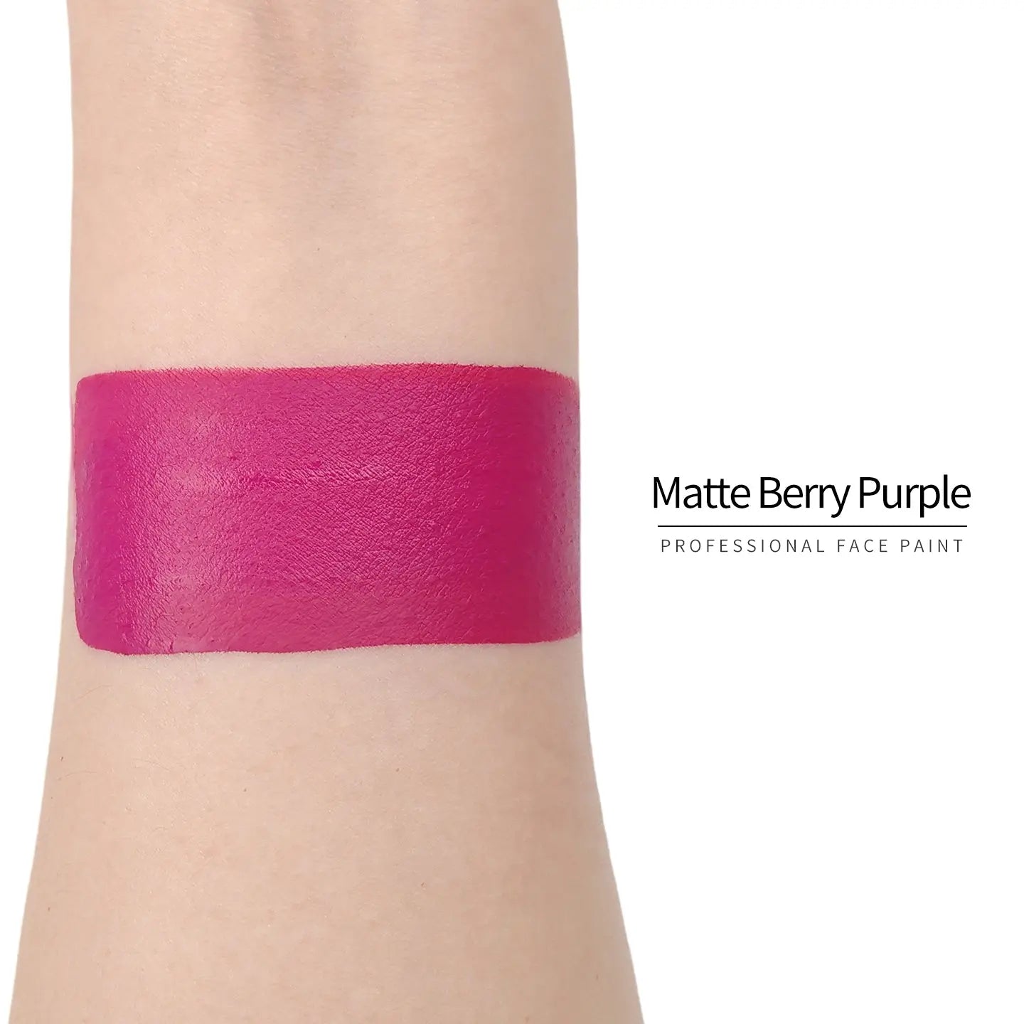 Anka Bella Matte Berry Purple face paint arm swatch, creamy matte berry‑purple body paint sample on skin