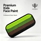 Anka Bella premium kids water-based face paint, 4 camouflage green brown stripe palette in black tin, non-toxic professional face painting supplies