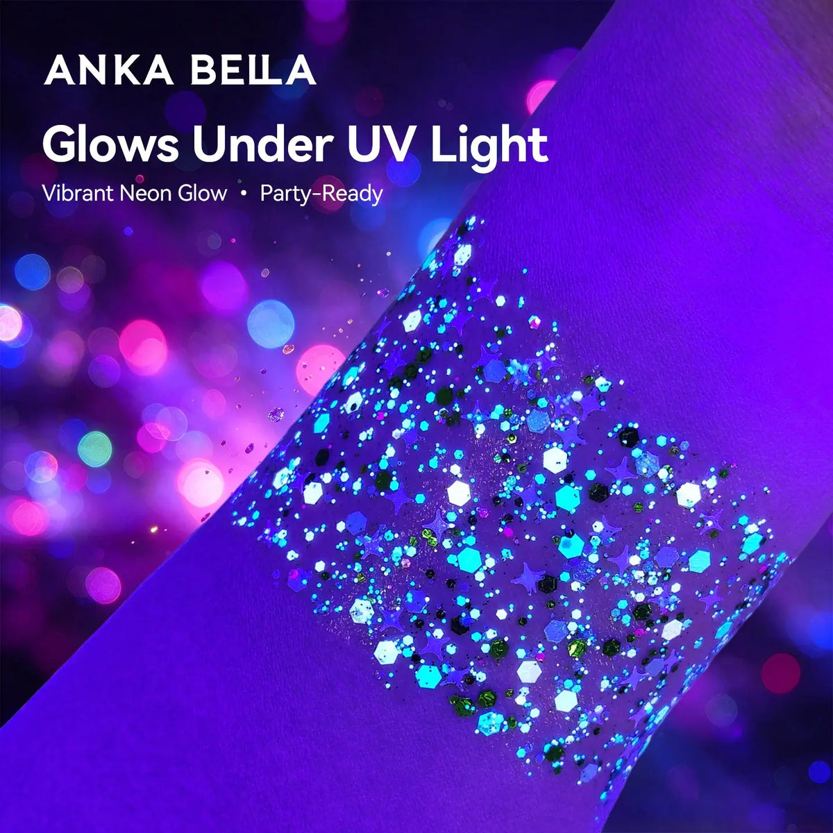 Anka Bella Iridescent Green Blue Pink Glitter, Mixed Leaf Petal Round Sequins for Face & Body Makeup Anka Bella