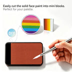 Cut Anka Bella solid matte terracotta face paint into mini blocks to build custom DIY split‑cake face paint palette