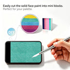 DIY cut Anka Bella solid pearl teal‑green face paint into mini blocks to build custom split‑cake face paint palette