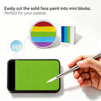 Cut Anka Bella solid matte grass green face paint into mini blocks to build custom DIY split‑cake face paint palette