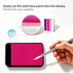 Cut Anka Bella solid UV peach pink face paint into mini blocks to build custom DIY split‑cake face paint palette