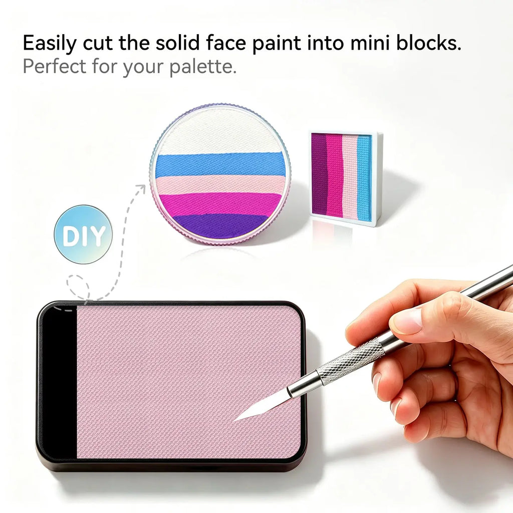 DIY cut solid face paint block, Anka Bella matte nude pink face paint for custom palette
