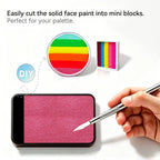 Cut Anka Bella solid pearl fuchsia rose face paint into mini blocks to build custom DIY split cake face paint palette