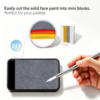 DIY cut Anka Bella solid pearl black face paint into mini blocks to build custom split‑cake face paint palette