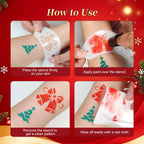How to use Christmas face paint stencil, easy body art tutorial