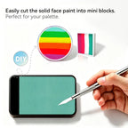 Cut Anka Bella solid UV turquoise face paint into mini blocks to build custom DIY split cake face paint palette