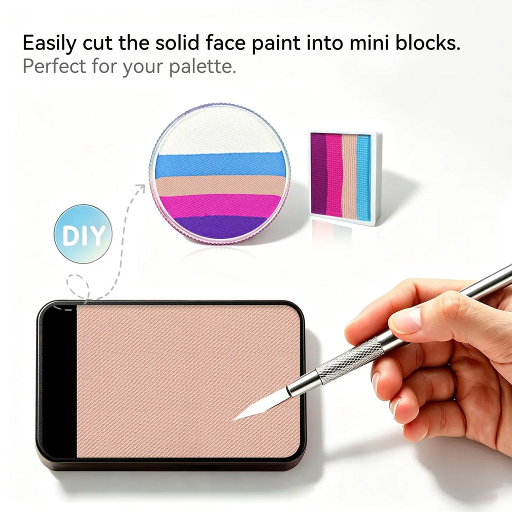 DIY cut solid face paint block, Anka Bella matte mauve pink face paint for custom palette