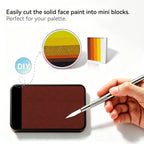 Cut Anka Bella solid matte brown face paint into mini blocks to build custom DIY split‑cake face paint palette