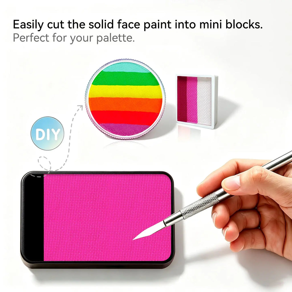 Anka Bella UV Berry‑Pink Solid Face Paint 50g, Water‑Based Non‑Toxic Hypoallergenic UV Glow Body Paint Cake for Professional Face Painters Rave Halloween Party Anka Bella