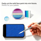 DIY cut Anka Bella solid pearl royal blue face paint into mini blocks to build custom split‑cake face paint palette