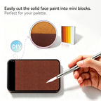 Cut Anka Bella solid matte coffee face paint into mini blocks to build custom DIY split‑cake face paint palette