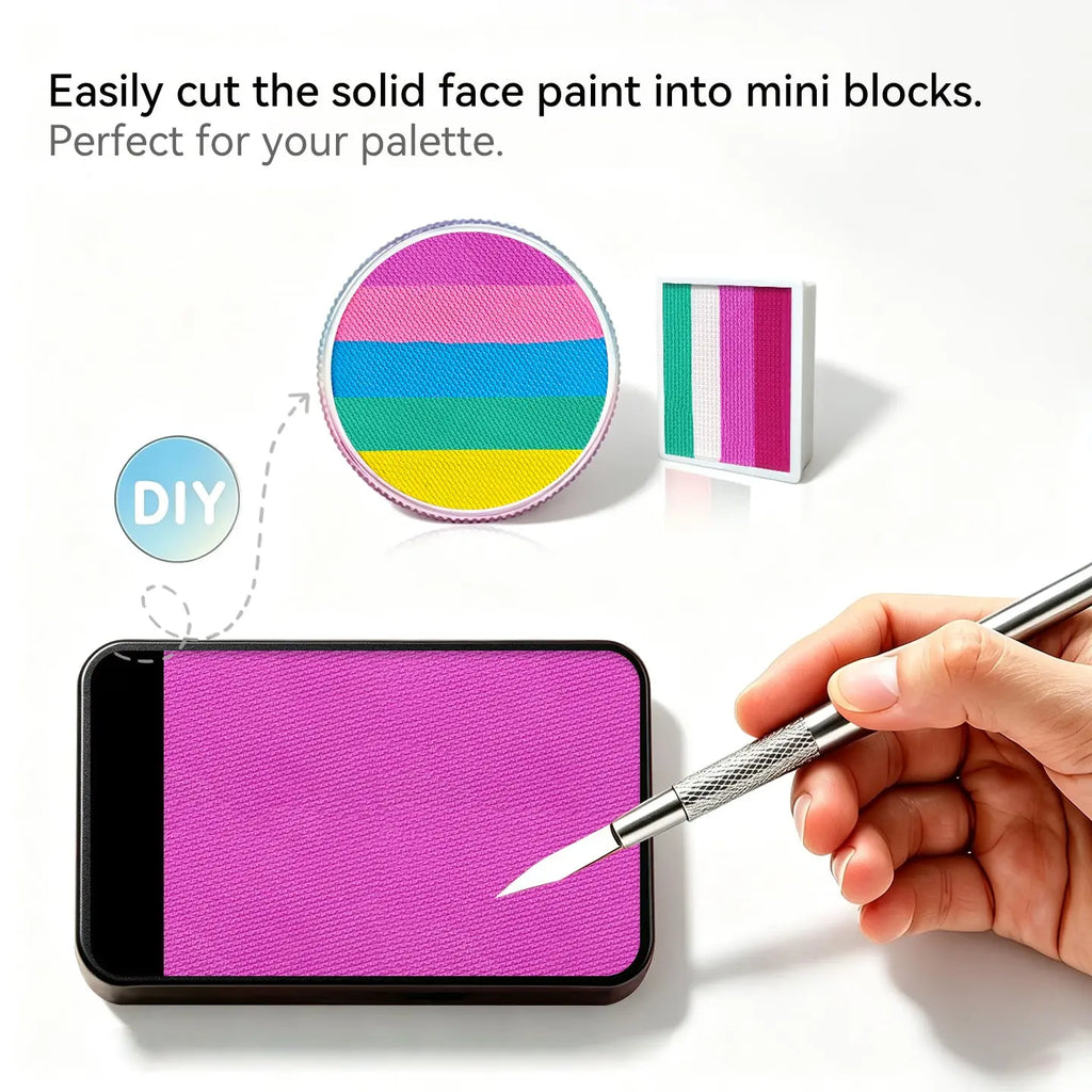 DIY cut solid face paint block, Anka Bella matte hot fuchsia face paint for custom palette