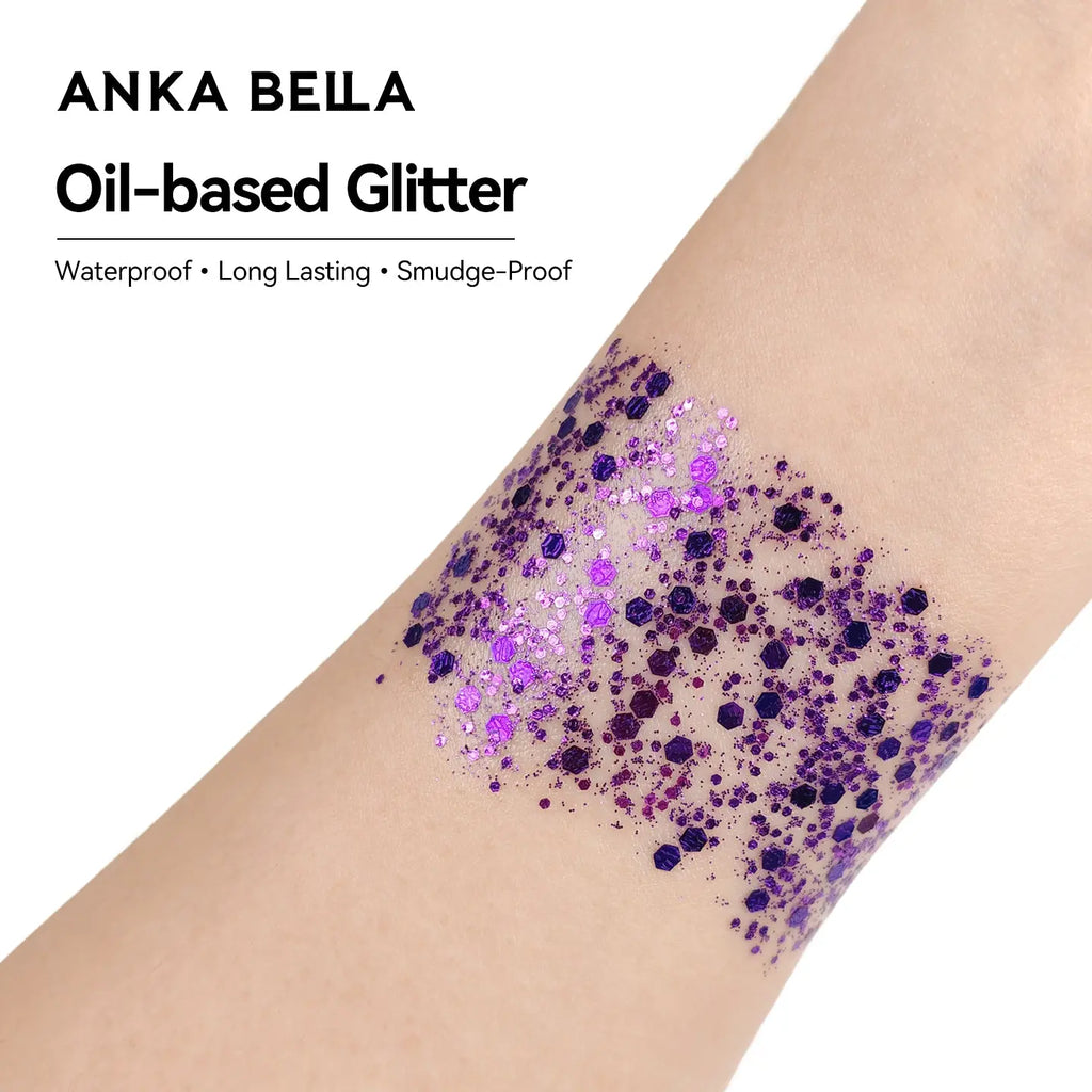 Anka Bella Iridescent Purple Glitter, Safe Face Body Glitter for Festival Makeup Anka Bella