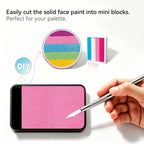 Cut Anka Bella solid pearl candy pink face paint into mini blocks to build custom DIY split cake face paint palette
