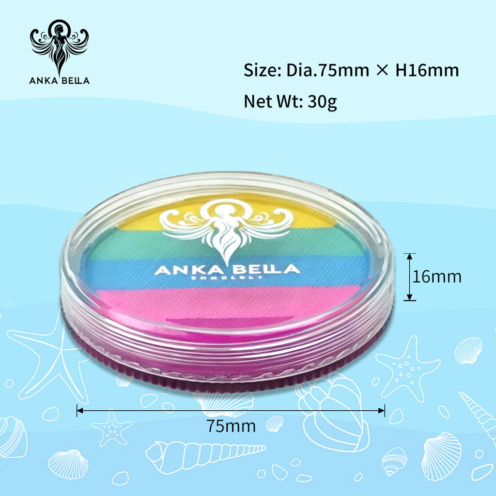 Anka Bella Water-Activated Matte Face Body Paint - 30g Mermaid Rainbow Cake for Kids & Adults Anka Bella