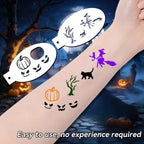 Anka Bella Halloween face paint stencils on arm demo, pumpkin witch cat tree face painting template