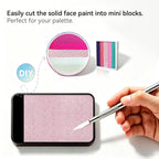 DIY cut Anka Bella solid pearl baby‑pink face paint into mini blocks to build custom split‑cake face paint palette