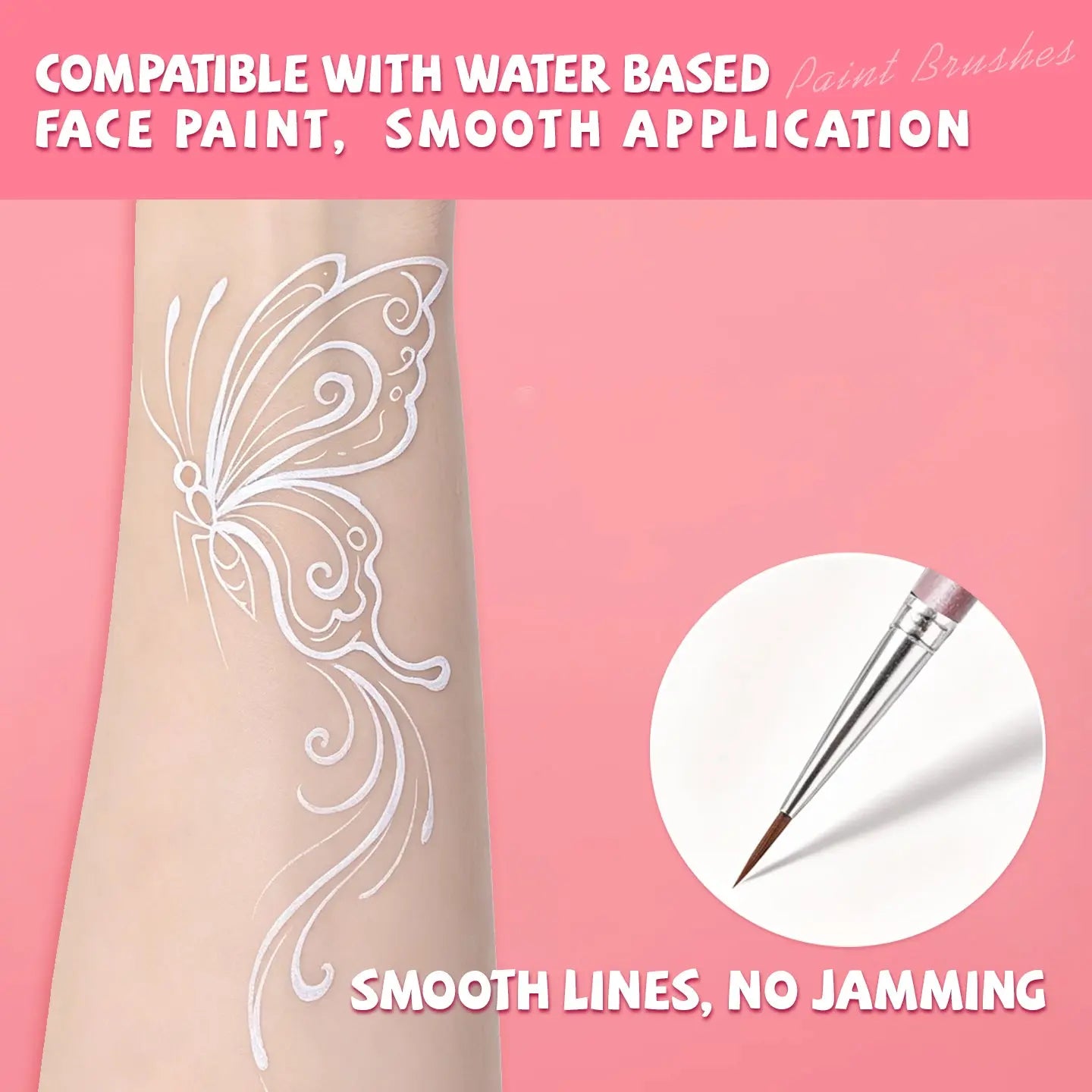 Anka Bella liner pen works with water‑based face paint, smooth butterfly body art lines