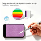 DIY cut Anka Bella solid pearl orchid face paint into mini blocks to build custom split‑cake face paint palette