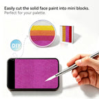 DIY cut Anka Bella solid pearl light magenta face paint into mini blocks to build custom split‑cake face paint palette
