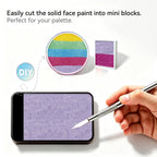 DIY cut Anka Bella solid pearl pastel purple face paint into mini blocks to build custom split‑cake face paint palette
