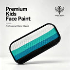 Anka Bella premium kids water-based face paint palette, 4 stripe teal blue ocean gradient face body paint in black tin for costume and party face art