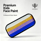 Anka Bella premium kids water-based face paint palette, 4 stripe royal blue lavender gold white gradient face body paint in black tin for space superhero face art