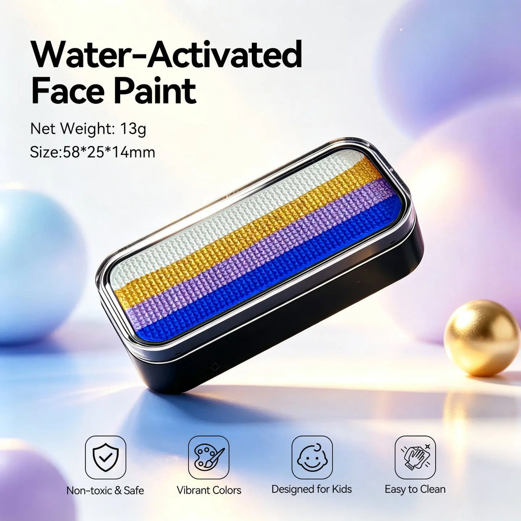 Anka Bella water-activated blue gold face paint tin palette, 13g 58*25*14mm non-toxic vibrant pigment easy to clean for kids space costume makeup