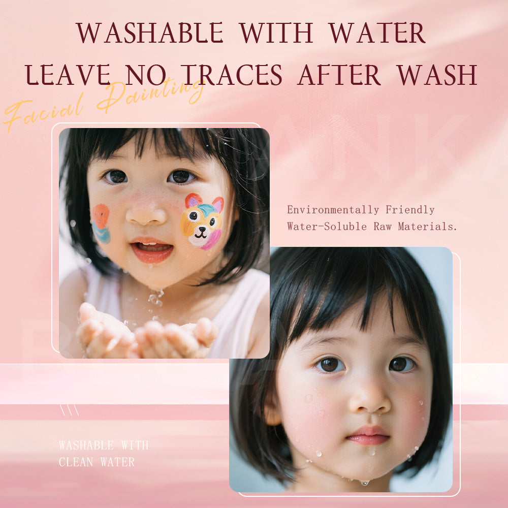 Rose Elsa Rainbow Strips Face Paintings, Anka Bella