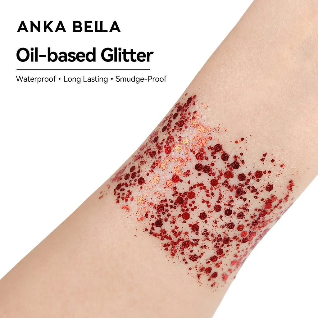 Anka Bella Iridescent Red Glitter, Safe Face Body Glitter for Festival Makeup Anka Bella
