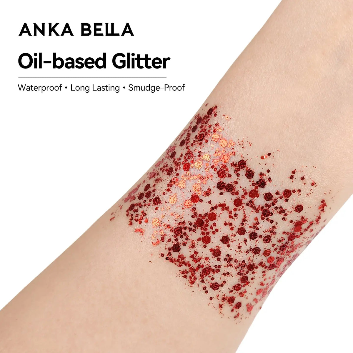 Anka Bella Iridescent Red Glitter, Safe Face Body Glitter for Festival Makeup Anka Bella