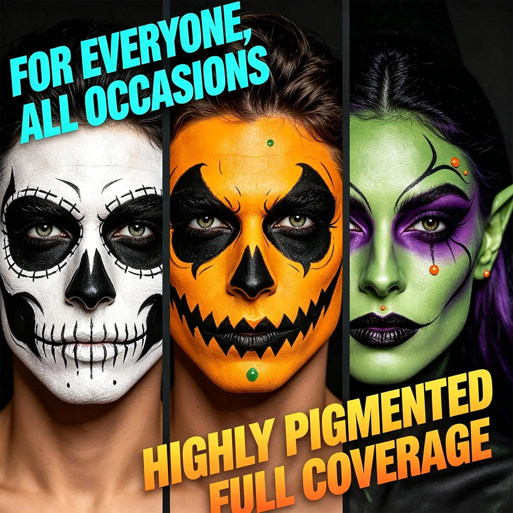 Anka Bella high pigment oil face paint for adult skeleton body art, smooth application for Halloween costume party