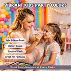 Kids party face painting scene, Anka Bella water based shimmer face paint easy to wash