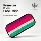 Anka Bella premium kids water-based face paint palette, 4 stripe purple fuchsia white green gradient in black tin for fairy theme party face art