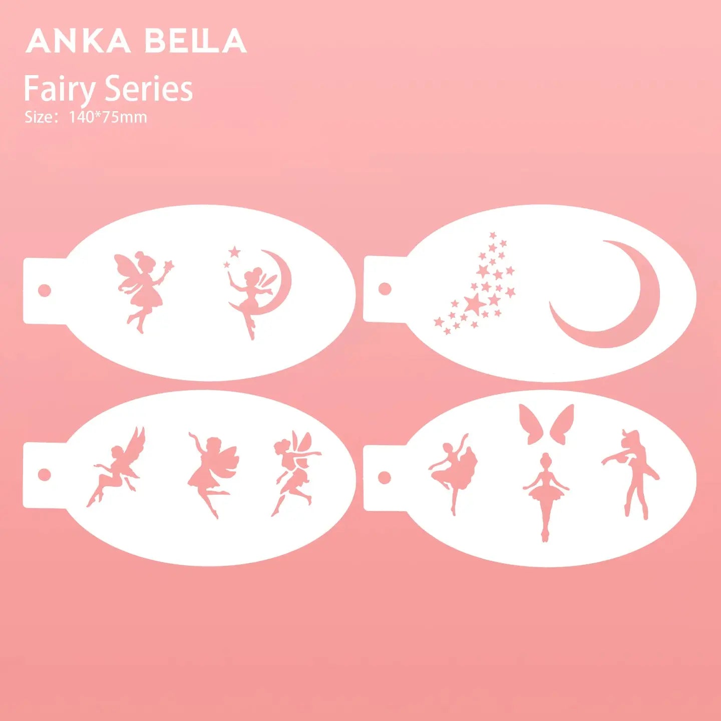 AnkaBella Fairy Series face paint stencils, fairy moon star ballet girl templates