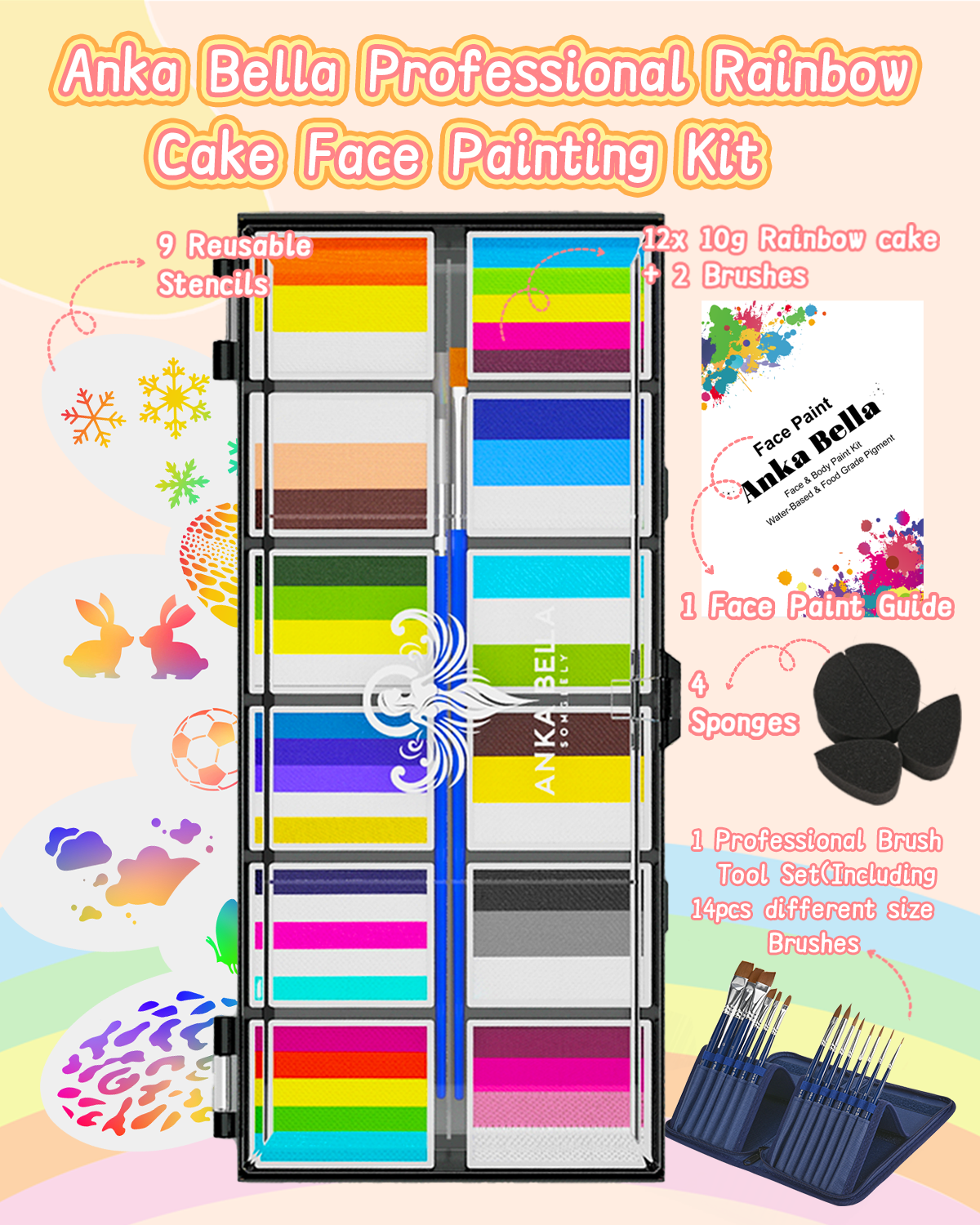 12-Color Animal Palette – Bright & Blendable Face & Body Paint for Creative Designs