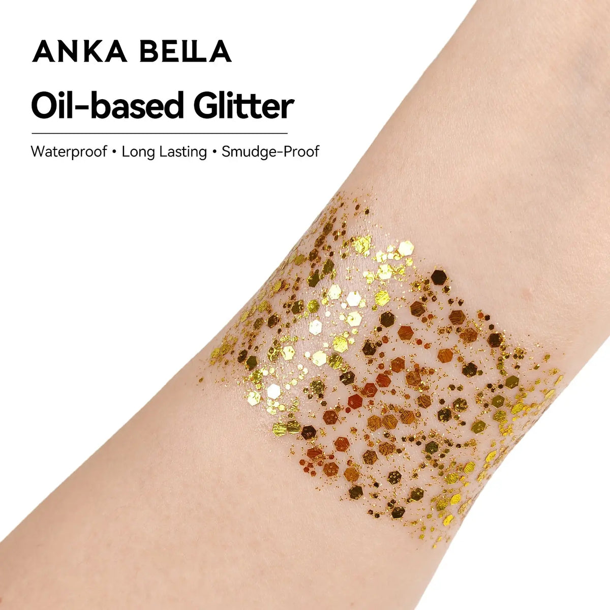 Anka Bella Iridescent Gold Glitter, Safe Face Body Glitter for Festival Makeup Anka Bella