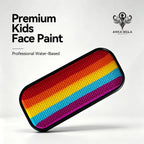 Anka Bella premium kids water-based face paint palette, 5 bright rainbow stripe gradient in black tin for carnival and pride theme face art