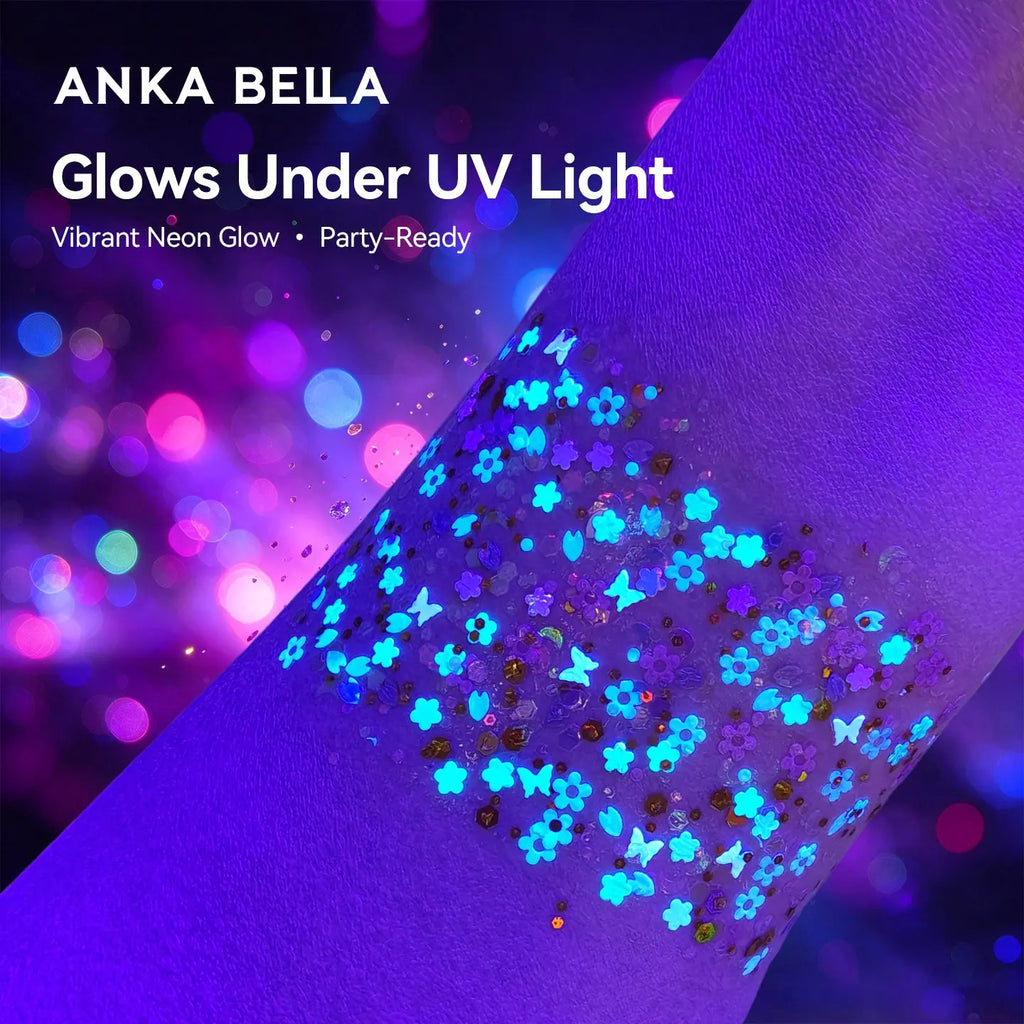 Anka Bella Iridescent Purple Pink Glitter, Flower & Petal Sequins for Face & Body Festival Makeup Anka Bella