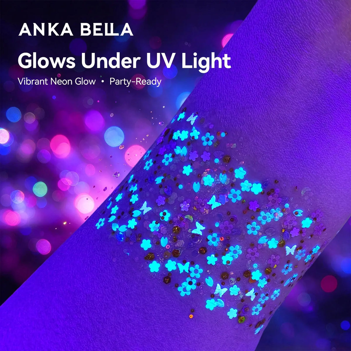 Anka Bella Iridescent Purple Pink Glitter, Flower & Petal Sequins for Face & Body Festival Makeup Anka Bella