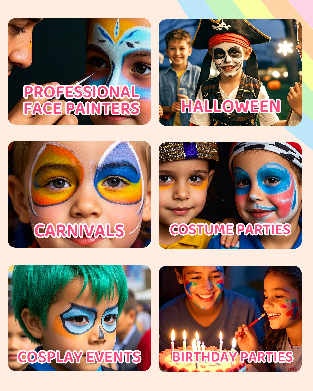 12-Color Animal Palette – Bright & Blendable Face & Body Paint for Creative Designs