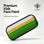 Anka Bella premium kids water-based face paint palette, 4 stripe white shimmer gold light dark green gradient black tin for St Patrick’s Day parade face body art