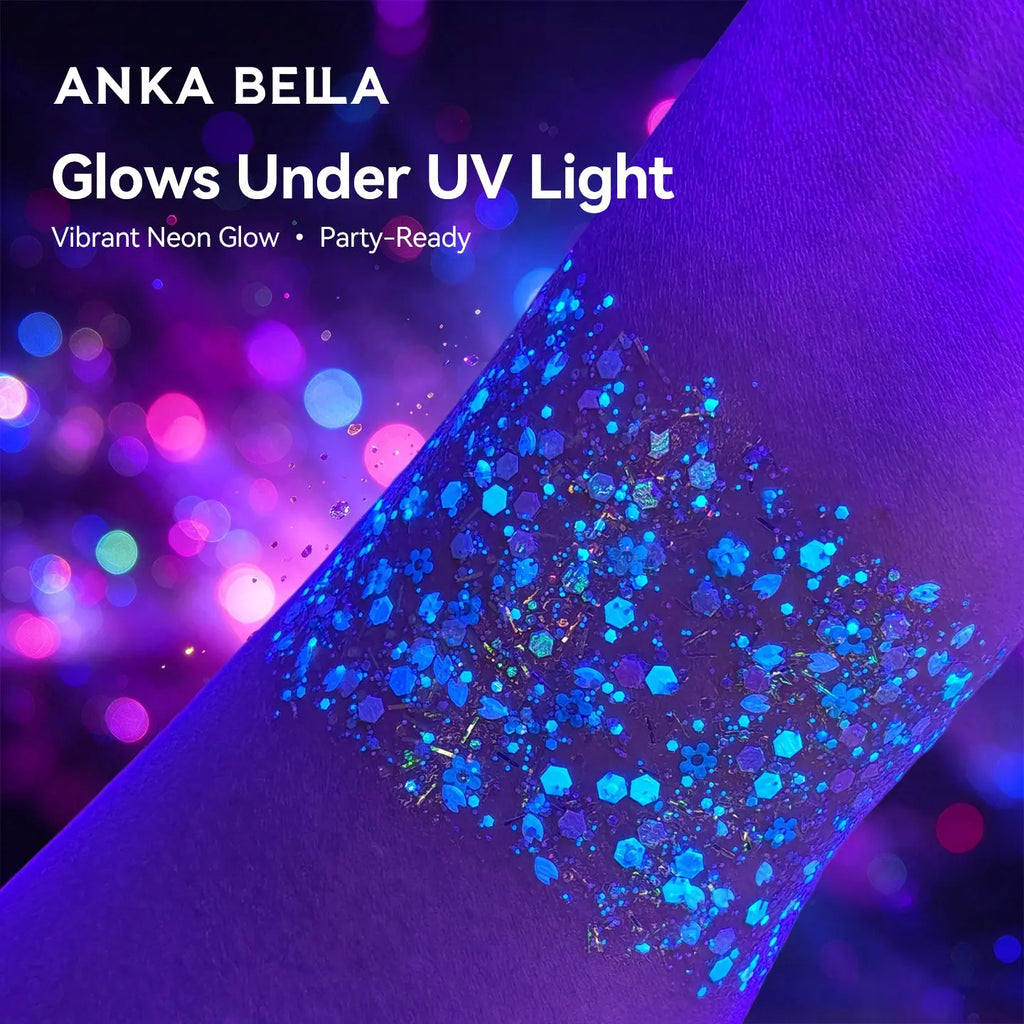 Anka Bella Iridescent Blue Glitter, Chunky Round Sequins for Face & Body Festival Makeup Anka Bella